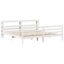  Sengeramme med madrass hvit 200x200 cm heltre furu 3305835
