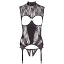 Cottelli Abierta Fina Body med Blonder og Strass   - Svart - L