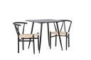 Polar Spisegruppe 75 cm Kvadratisk med 2 Alfons stoler   Sort/Sort