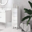 Smalt baderomsskap toalettskap med justerbar hylle 3 skuffer baderomsskap for små rom bad stue 30 x 30 x 93 cm hvit |