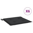 vidaXL Utendørs stolputer 6 stk svart 40x40x4 cm oxfordstoff