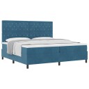  Box Spring Seng med Madras Mørk Blå 200x200 cm Fløyel