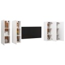 vidaXL TV-benk 4 stk hvit 30,5x30x90 cm sponplate