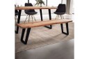 Spisestuebenk Wohnling Massivt tre med metallben trekant landlig stil Svart, vinklet, 140 cm - Svart, vinklet, 140 cm
