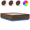  Sengeramme med LED-lys brun eik 120x190 cm konstruert tre 8721012273948