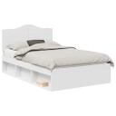  Sengestamme med hodegjerde Hvit 120 x 190 cm Massiv furu