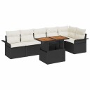 vidaXL Hagesofa Set 7 stk. Svart og krem polyrotting