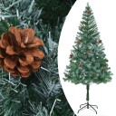 vidaXL Kunstig juletre med LED og kulesett og furukongler 180 cm
