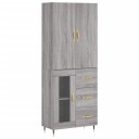 vidaXL Highboard grå sonoma 69,5x34x180 cm konstruert tre 8720845411947