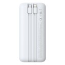 Baseus Lipow 20 000 mAh 22,5 W powerbank m/2 innebygde kabler + Simple USB-A–USB-C (20 cm) Hvit