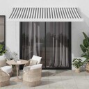  Uttrekkbar markise antrasitt og hvit 3x2,5 m stoff og aluminium