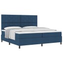  Box Spring Seng med Madrass Blå 200x200 cm Stoff