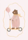 Bear On a Scooter Plakat Plakat / 50x70cm