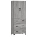  Highboard grå sonoma 69,5x34x180 cm konstruert tre