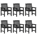 hagespisestoler 6 stk Svart 65,5x55,5x88 cm HDPE