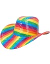 Regnbuefarget Cowboyhatt med Paljetter