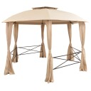 vidaXL Hagepaviljong med gardiner heksagonal 360x265 cm