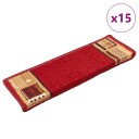 vidaXL Selvklebende trappematter 15 stk 65x25 cm rød