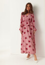 Bubbleroom V-Neck Flounce Maxi Dress Pink 34