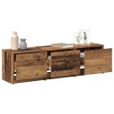  TV skap med LED lamper med skuff Gamle tre 140 x 34 x 40 cm