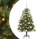  Kunstig hengslet juletre med kjegler grønn 120 cm