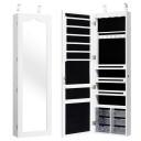 Smykkeskap hengende oppbevaringsskap med LED belysning 36,5 x 11,5 x 120 cm hvit