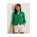 Ralph Lauren Lauren Cable Knit Cotton Cardigan Green M