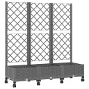 vidaXL Hageplanter med espalier og hjul Lysegrå 120 x 40 x 131,5 cm PP