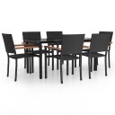 vidaXL Hagespisegruppe 7 deler svart polyrotting