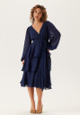 Goddiva Long Sleeve Tiered Midi Dress
