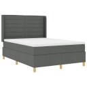  Box Spring Seng med Madrass Mørk Grå 140x200 cm Stoff