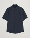 Boss ORANGE Rash Linen Short Sleeve Shirt Dark Blue
