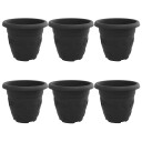 vidaXL Rund Blomsterpotte 6 pcs Svart Ø 26 x 21.5 cm Plast