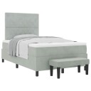  Box Spring Seng med Madrass & Benk Lysegrå 120x190 cm Fløyel