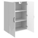 vidaXL Vegghengt skap Høgglans hvit 66 x 34,5 x 90 cm Konstruert tre