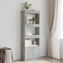 Highboard betonggrå 63x33x180 cm konstruert tre