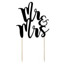 PartyDeco Cake Topper Mr & Mrs Svart