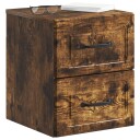  Vegghengt Nattbord med skuff 2 pcs Røkt Eik 34,5 x 33 x 40 cm