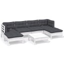  Hagesofagruppe med puter 7 deler furu hvit 3097086