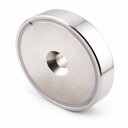 Stålinnkapslet magnetfeste N38 Ø75 mm – 162 kg med senkhull
