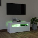 vidaXL TV-benk med LED-lys hvit 90x35x40 cm