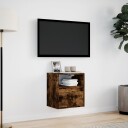  Vegghengt TV-benk med LED røkt eik 41x31x45 cm 852321