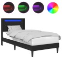  Sengestamme med LED lysstrimler Svart 90 x 190 cm Kunstlær