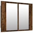vidaXL Speilskap med LED røkt eik 60x12x45 cm konstruert tre