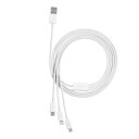 Baseus 3-i-1 USB Ladekabel 3.5A 1.2m Hvit