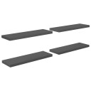 vidaXL Flytende vegghyller 4 stk h?yglans gr? 80x23,5x3,8 cm MDF