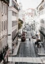 Lisbon Street With A Train Plakat Plakat / 100x150cm