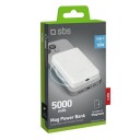 SBS 5000 mAh Trådløs Lading Powerbank USB-C - Hvit