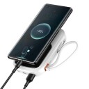 Baseus Qpow Digital Display 10000mAh Powerbank med Hurtiglading og Innebygd Lightning-Kabel Hvit