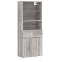 vidaXL Highboard grå sonoma 69,5x34x180 cm konstruert tre 8720845499334